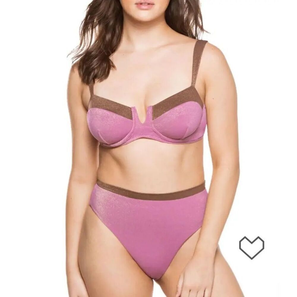 NWT MAXSWIM Sasha Shimmer Underwire Bikini Swim Top Size 32/34 DD/E